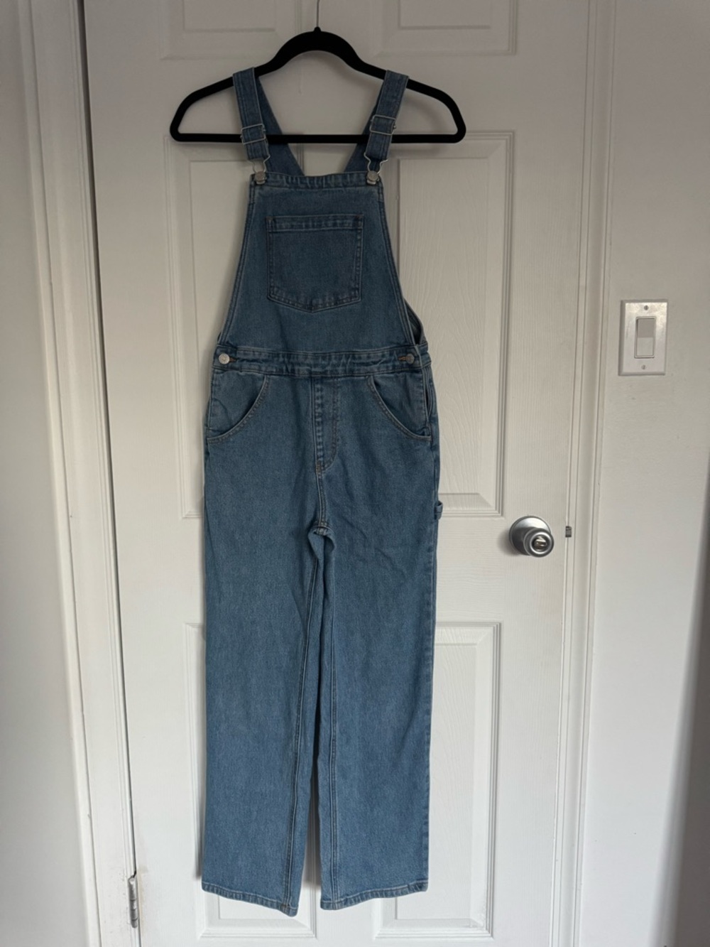 Epic Threads Girls Blue Denim Overalls with Striped Tee - Picture 4 of 13